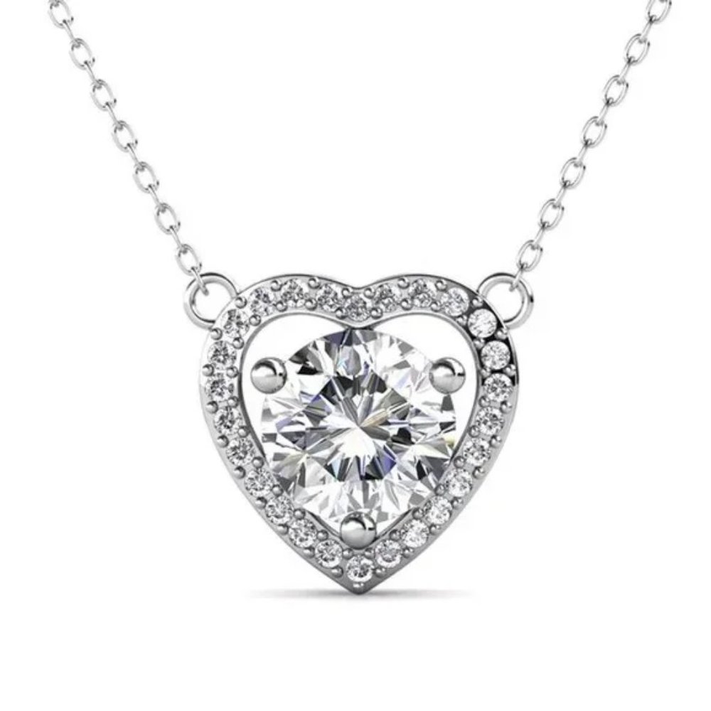 Certified 1ct. t.w.  Moissanite Diamond Heart Necklace NEW - Picture 2 of 13